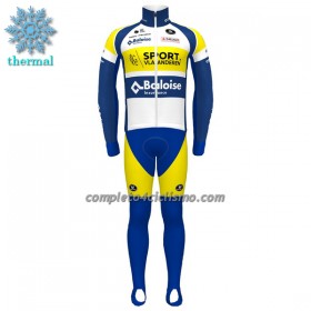 Completo Maglia ML + Pantaloncino con bretelle ML 2022 Sport Vlaanderen-Baloise Winter Invernale Giallo Blu Bianco